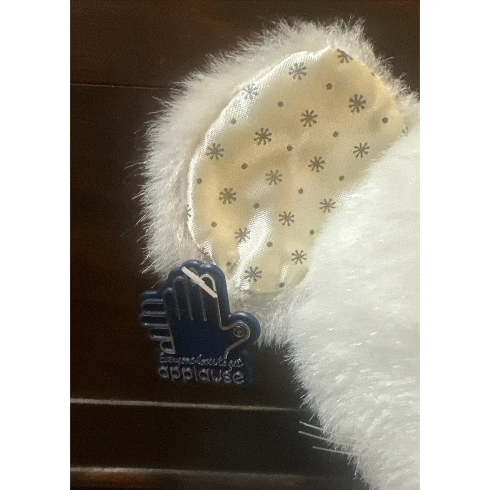 Vintage‎ Applause Christmas 1986 Plush White Mouse Satin Snowflake Ears Jingle